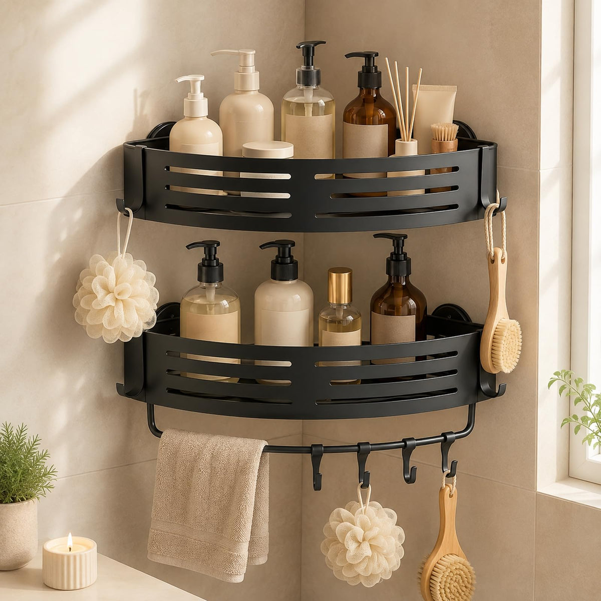 bathroom corner shower caddy suction cup,bathroom shelf with towel bar,aluminum