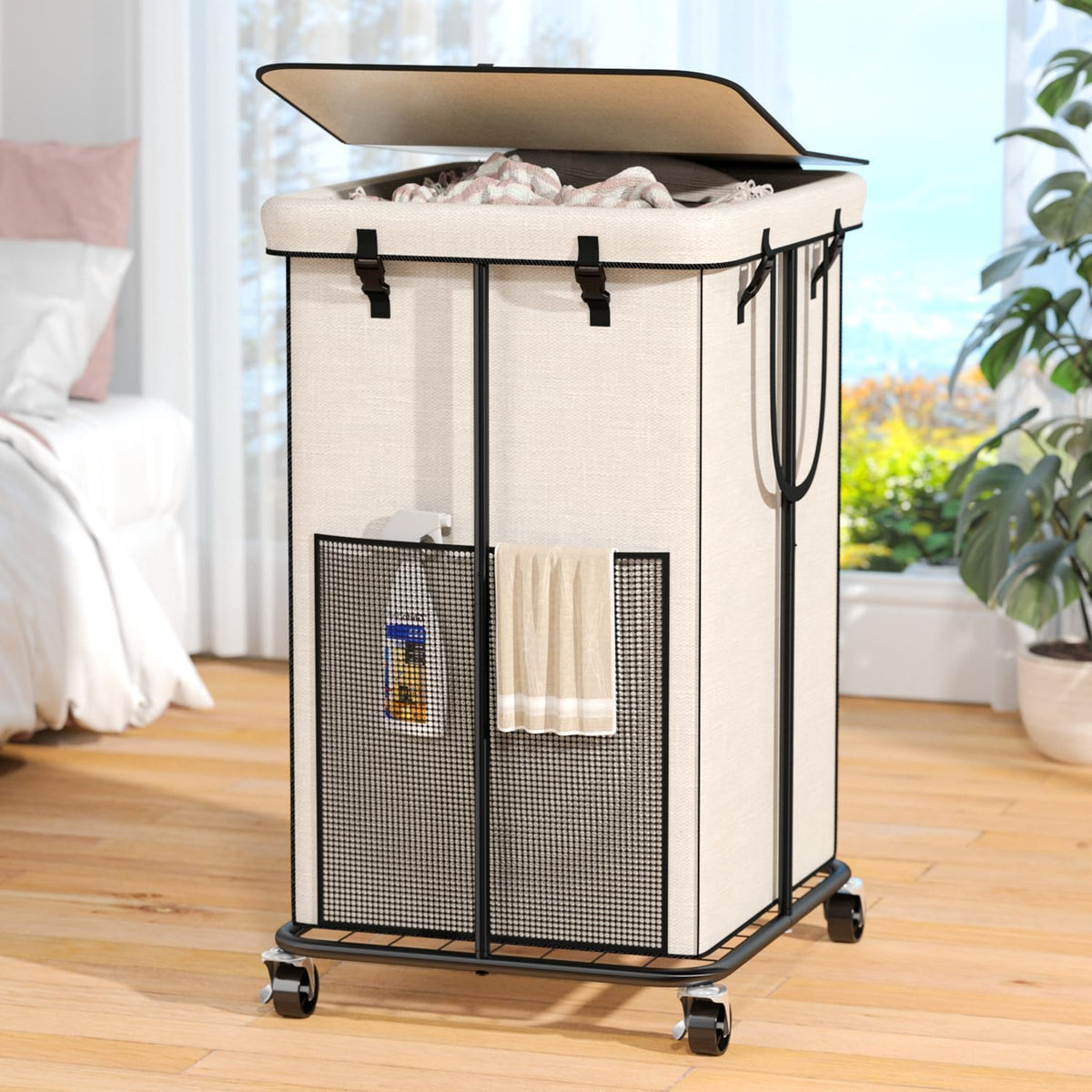 Laundry Hamper with Wheels, 150L Rolling Laundry Basket with Bag & Handles