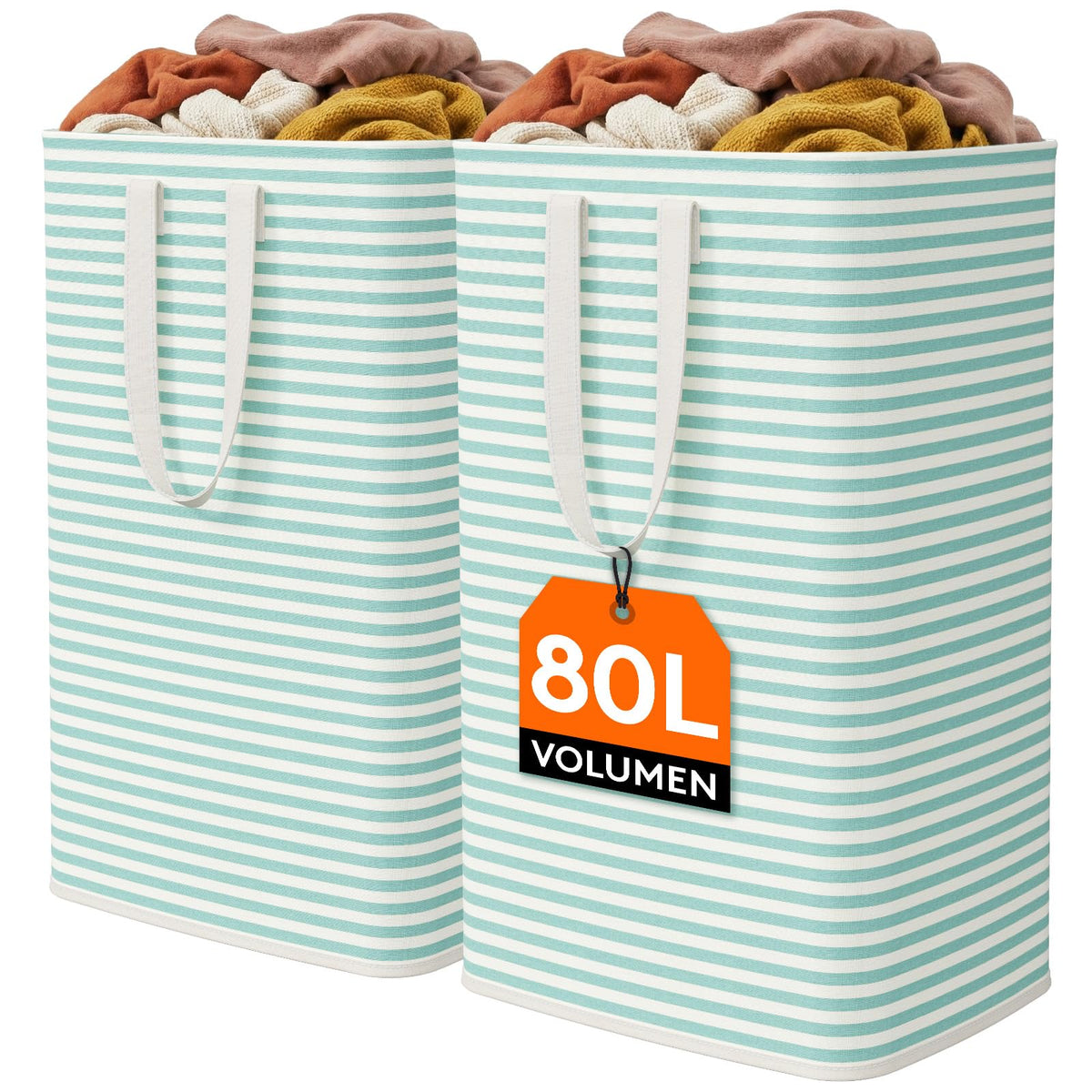 Lifewit 75L Large Laundry Baskets, Laundry Hampers Bags, 2 Pack, Grey