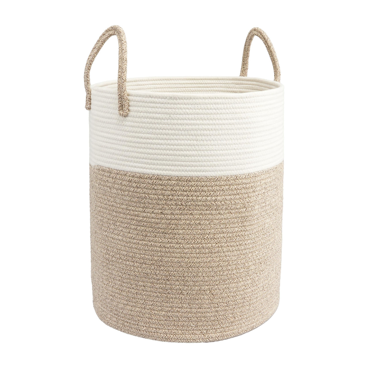 Woven Cotton Rope Laundry Basket, 15" x 20" Laundry Hamper, Oatmeal