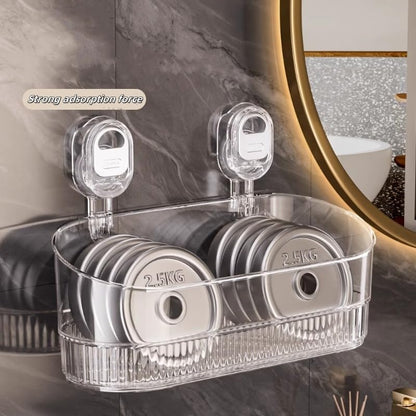 No-Drill Bathroom Suction Storage Box,Large Capacity & Strong Load-Bearing,Removable Shower Basket,Glacier Pattern Suction Cup Shower Caddy Hanging Shower Shelf Organizer (Clear 1pcs)
