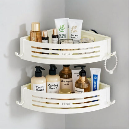 Shower Caddy Suction Cup, No-Drilling Hanging Shower Shelves with Hooks, Waterproof & Rustproof Removable Shower Organizer for Bathroom Storage