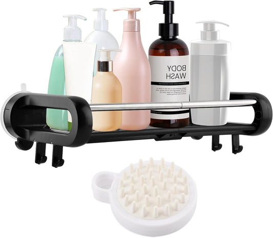 Suction Cup Shower Shelf, Rustproof Suctions Showers Organizer, Storage Suction Powerful Max Hold 22lbs, No Drilling Shelves for Bathroom Storage & Home Decor(COLOR:black)