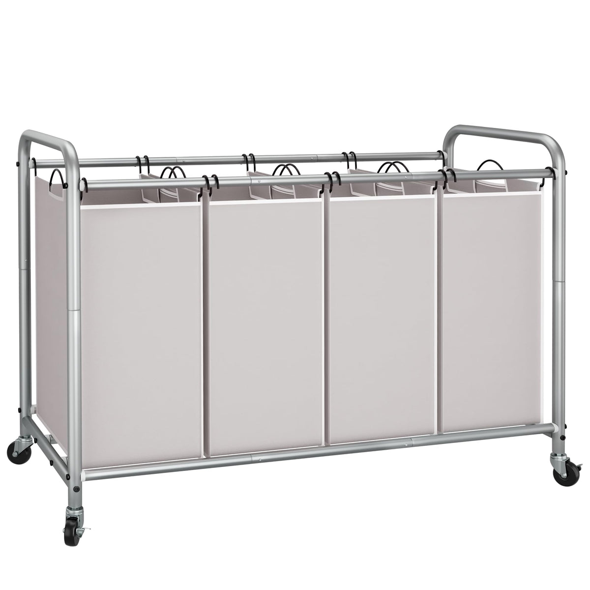 STORAGE MANIAC 3 Section Laundry Sorter, Laundry Hamper with Wheels, Gray
