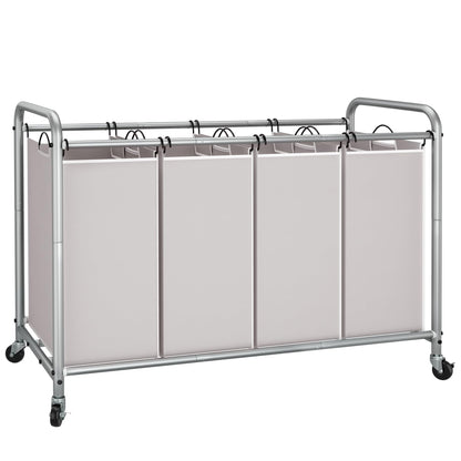 STORAGE MANIAC 3 Section Laundry Sorter, Laundry Hamper with Wheels, Gray