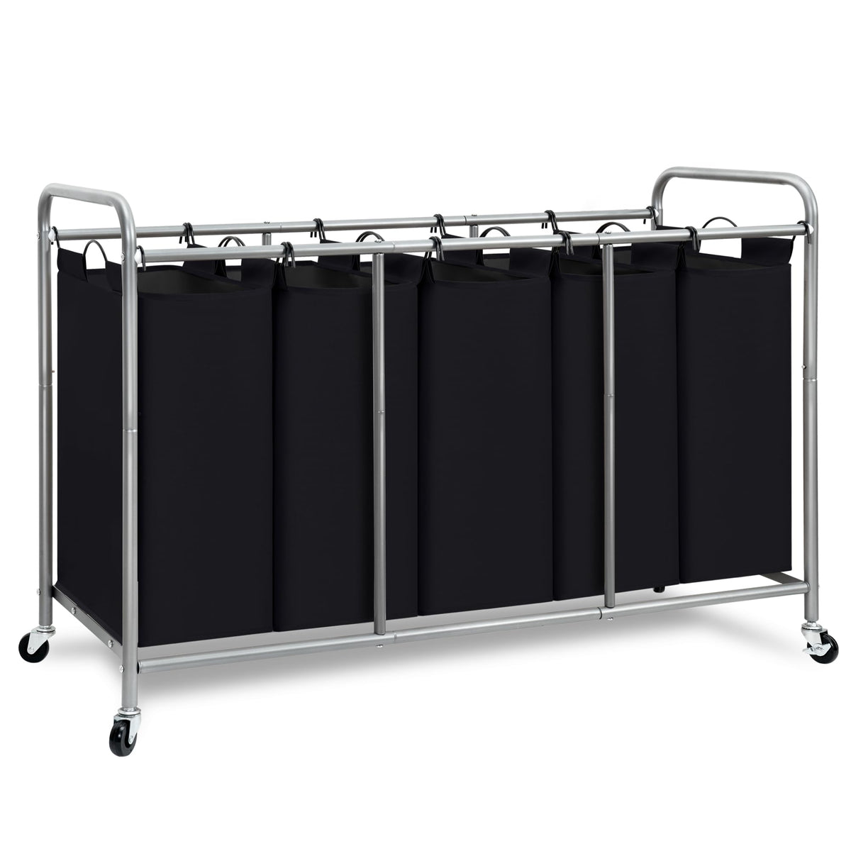 STORAGE MANIAC 3 Section Laundry Sorter, Laundry Hamper with Wheels, Gray
