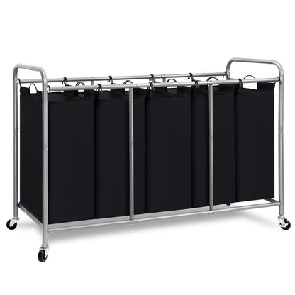 STORAGE MANIAC 3 Section Laundry Sorter, Laundry Hamper with Wheels, Gray