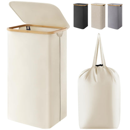 Lifewit 150L Large Laundry Basket with Lid, 2 Removable Bags, Black