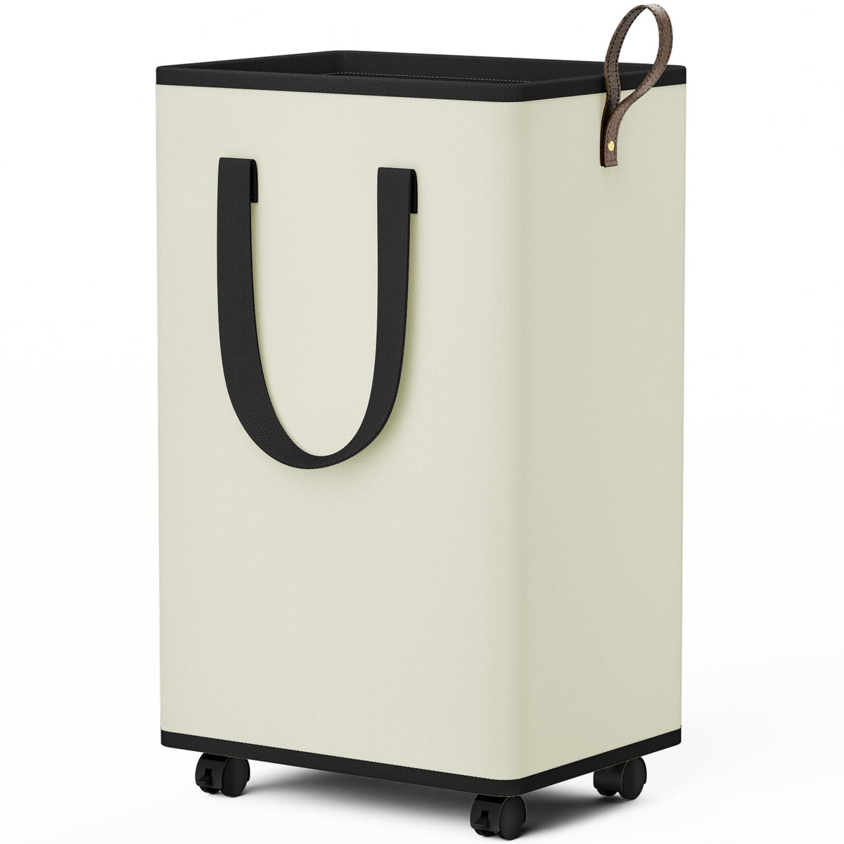 SpaceTrove Rolling Laundry Basket with Wheels, Laundry Hamper, 80L, Grey