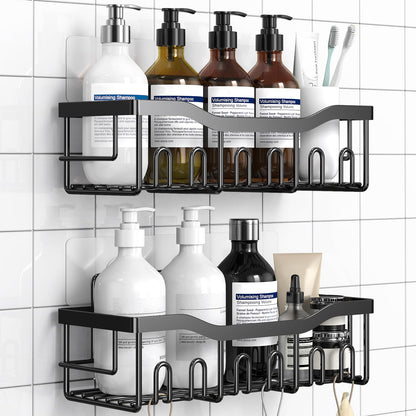 EUDELE 5-Pack Rustproof Stainless Steel Shower Caddy Set– No Drill Adhesive Bathroom Organizer, Space-Saving Shower Shelves for Apartment Essentials, Bathroom/Kitchen Storage Home Decor-L Size
