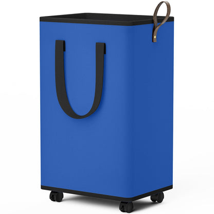 SpaceTrove Rolling Laundry Basket with Wheels, Laundry Hamper, 80L, Grey