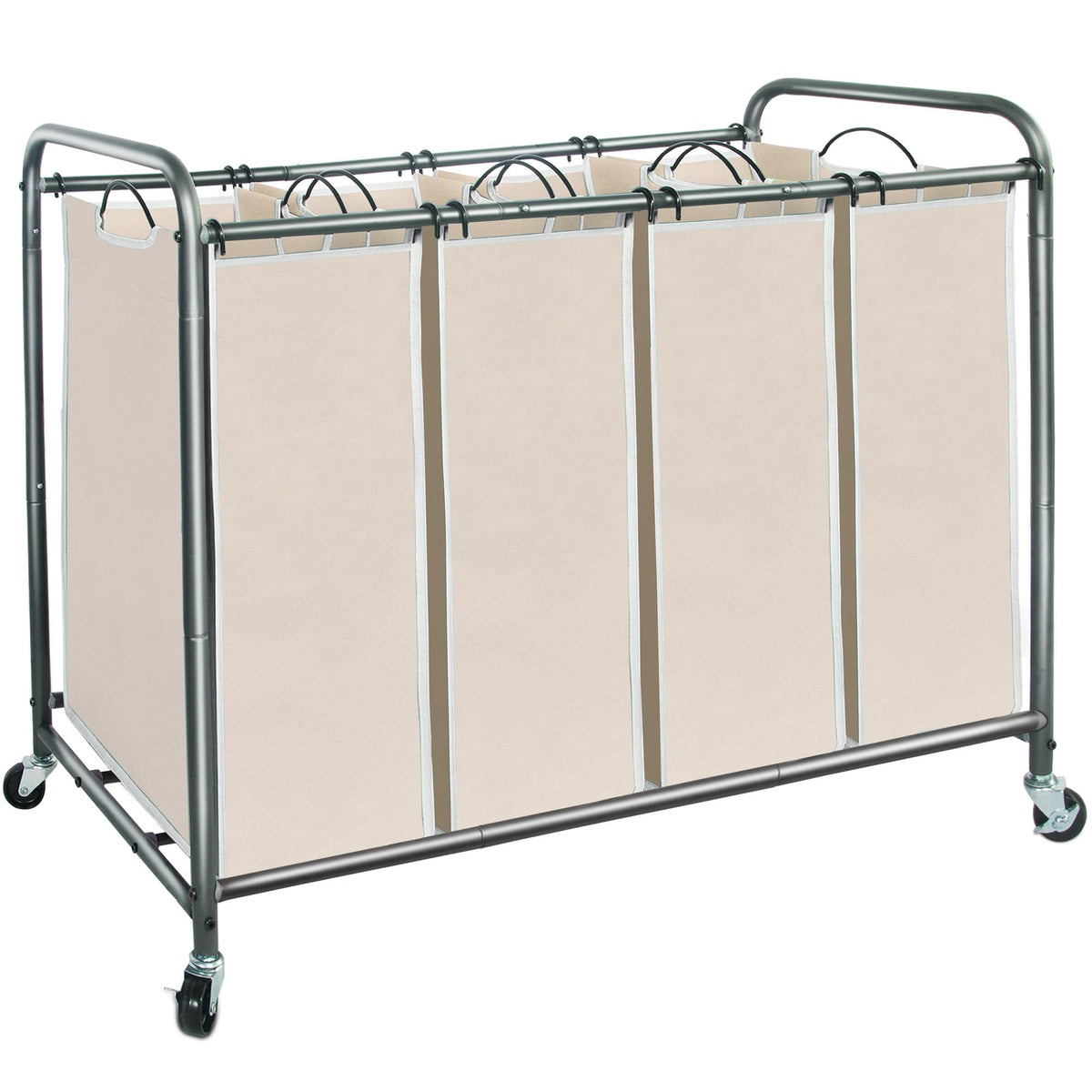 STORAGE MANIAC 3 Section Laundry Sorter, Laundry Hamper with Wheels, Gray