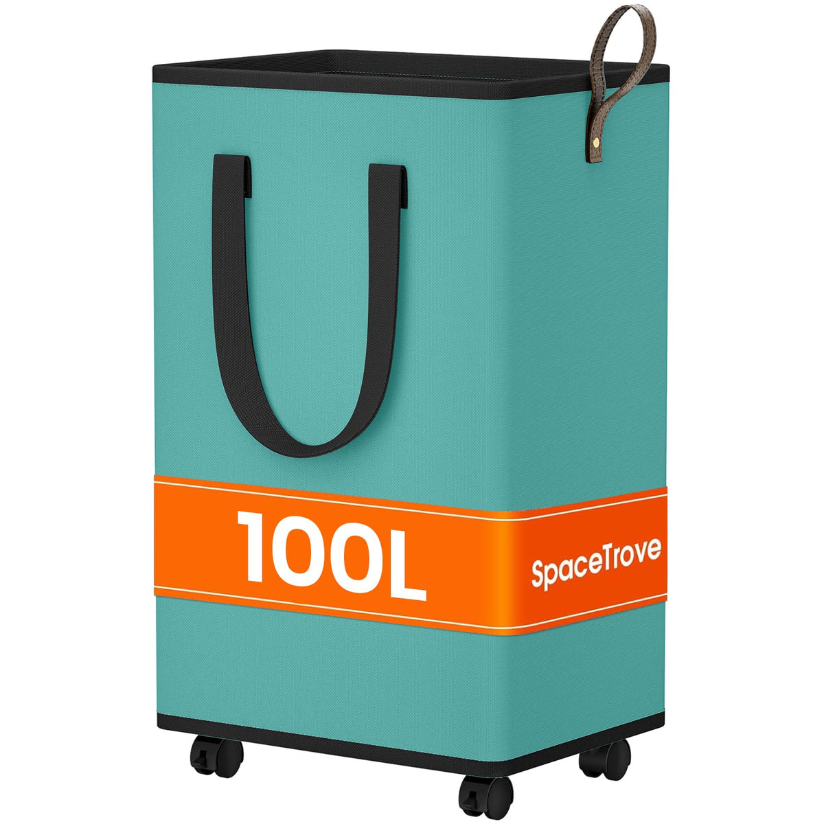SpaceTrove Rolling Laundry Basket with Wheels, Laundry Hamper, 80L, Grey