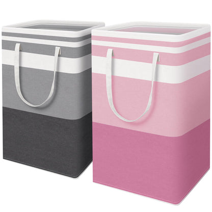 HomeHacks 2 Pack Large Laundry Baskets, Laundry Hampers Bags (Blue 75Lx2)