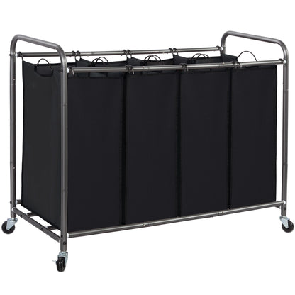 STORAGE MANIAC 3 Section Laundry Sorter, Laundry Hamper with Wheels, Gray
