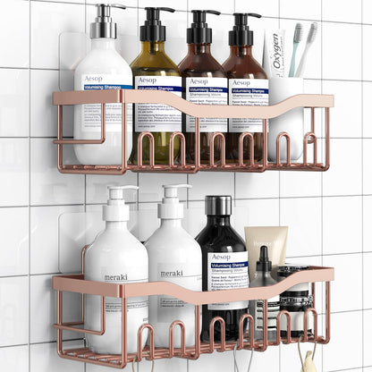 EUDELE 5-Pack Rustproof Stainless Steel Shower Caddy Set– No Drill Adhesive Bathroom Organizer, Space-Saving Shower Shelves for Apartment Essentials, Bathroom/Kitchen Storage Home Decor-L Size