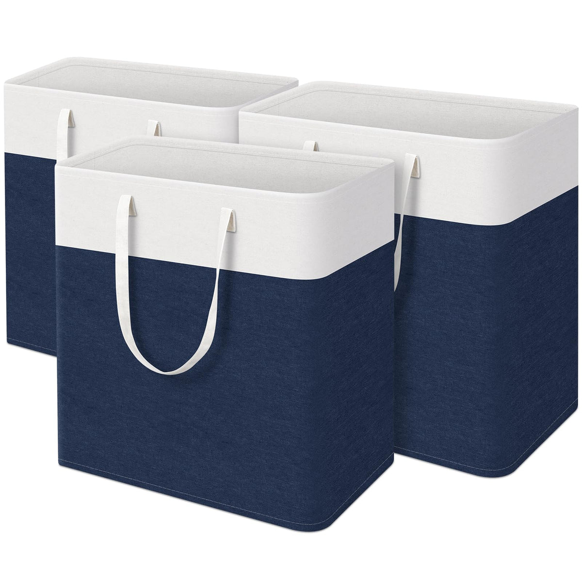 TasticTotes Laundry Basket 3-Pack, Laundry Hamper, 75L-Black