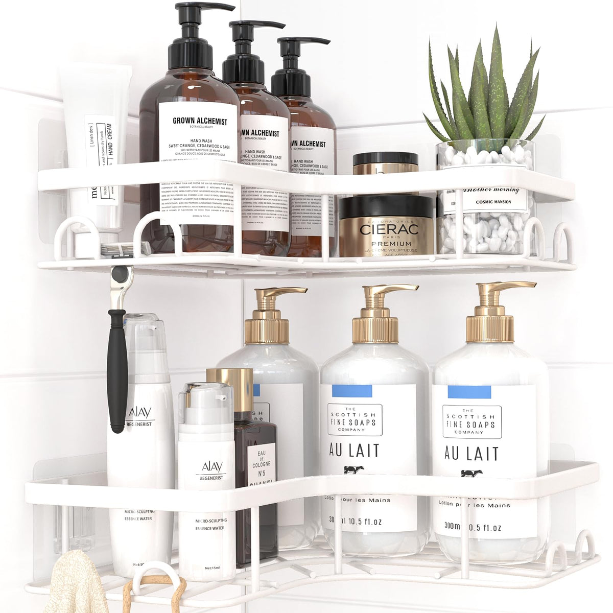 Sakugi Black Corner Shower Caddy Adhesive No Drilling Bathroom Shelves