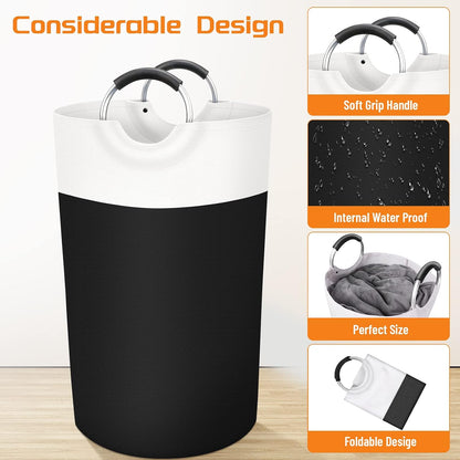 BlissTotes 90L Laundry Basket, Freestanding Collapsible Hamper, Black