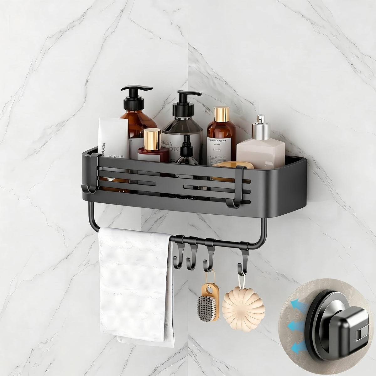 Corner Shower Caddy Suction Cup, 2 Pack Shower Shelves, Gray