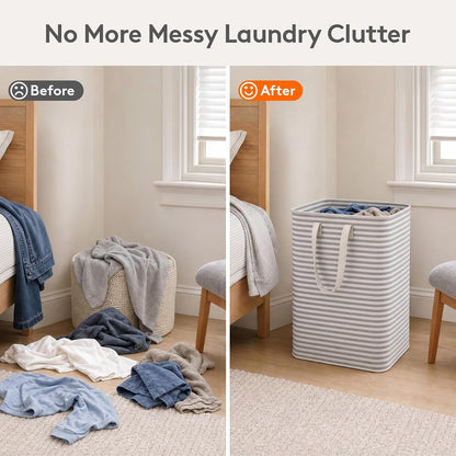 Lifewit 80L Large Laundry Baskets, Laundry Hampers Bags, 2 Pack, Grey