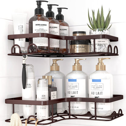 Sakugi Black Corner Shower Caddy Adhesive No Drilling Bathroom Shelves