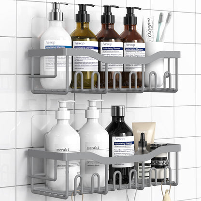 EUDELE 5-Pack Rustproof Stainless Steel Shower Caddy Set– No Drill Adhesive Bathroom Organizer, Space-Saving Shower Shelves for Apartment Essentials, Bathroom/Kitchen Storage Home Decor-L Size