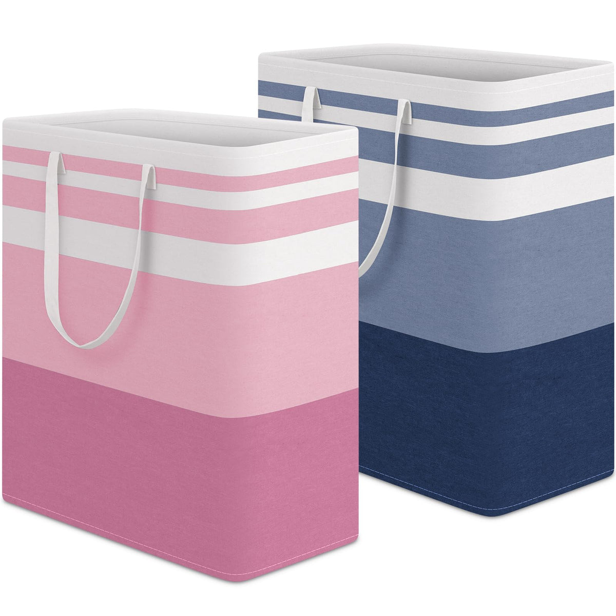 HomeHacks 2 Pack Large Laundry Baskets, Laundry Hampers Bags (Blue 75Lx2)