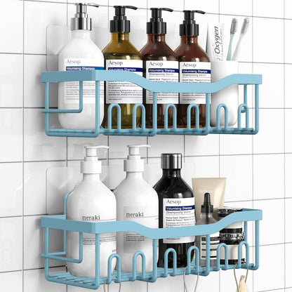 EUDELE 5-Pack Rustproof Stainless Steel Shower Caddy Set– No Drill Adhesive Bathroom Organizer, Space-Saving Shower Shelves for Apartment Essentials, Bathroom/Kitchen Storage Home Decor-L Size