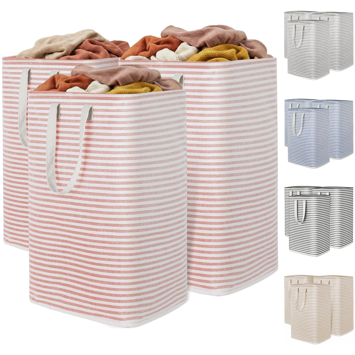 Lifewit 80L Large Laundry Baskets, Laundry Hampers Bags, 2 Pack, Grey