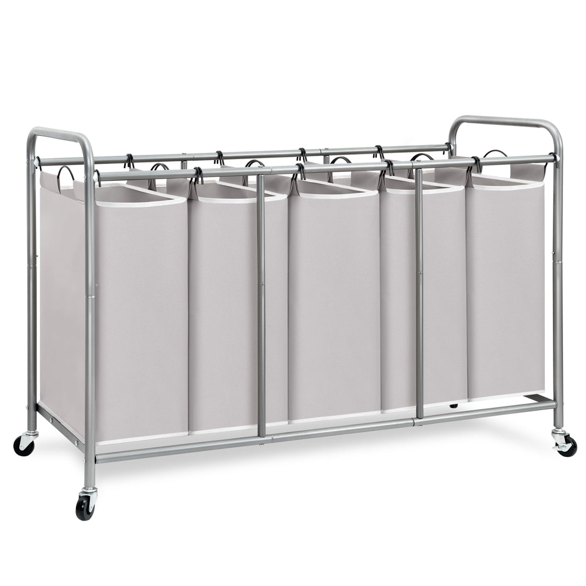 STORAGE MANIAC 3 Section Laundry Sorter, Laundry Hamper with Wheels, Gray