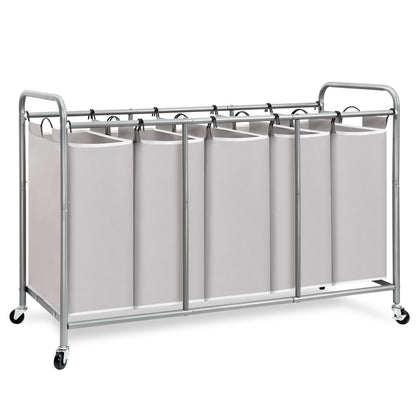 STORAGE MANIAC 3 Section Laundry Sorter, Laundry Hamper with Wheels, Gray