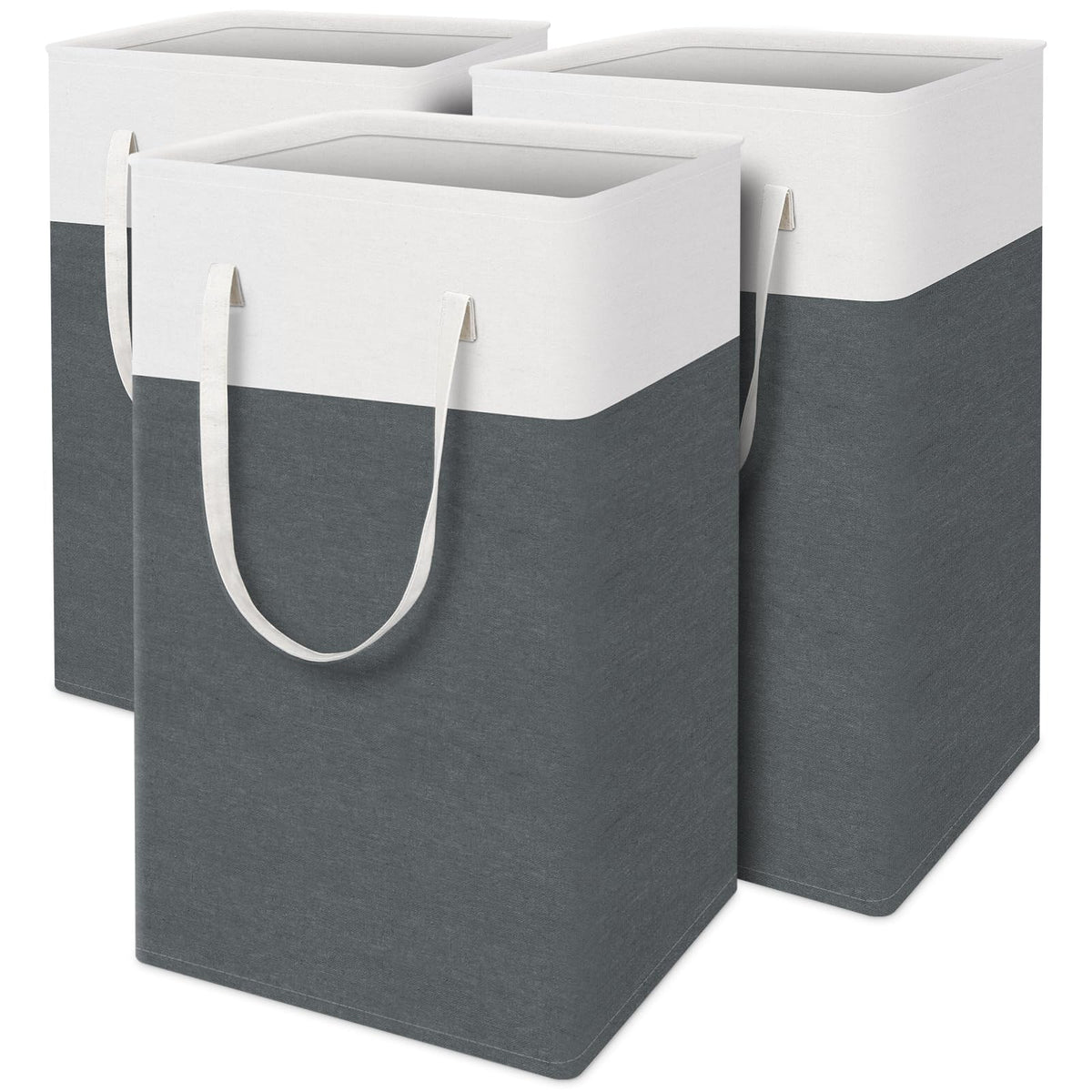 TasticTotes Laundry Basket 3-Pack, Laundry Hamper, 75L-Black