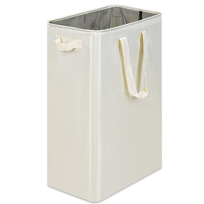 efluky Slim Laundry Basket, Narrow Laundry Hamper with Handles, Collapsible Dirty Clothes Hamper, Tall Laundry Bin for Laundry Room, Dorm and Bedroom, 12.7 Gallons(48L) Beige