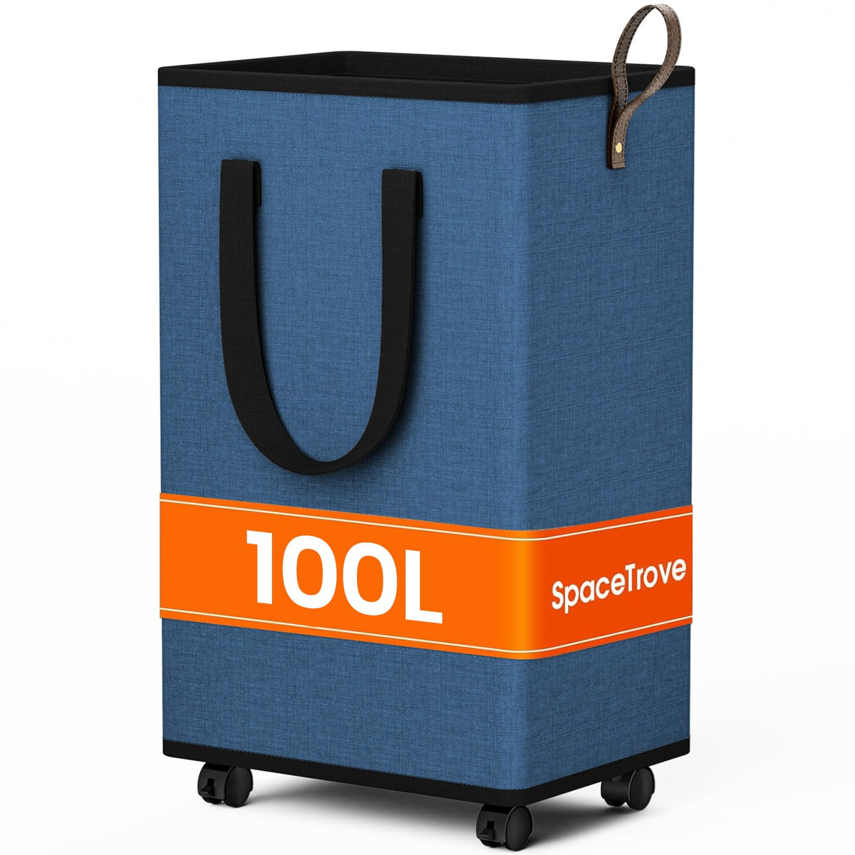 SpaceTrove Rolling Laundry Basket with Wheels, Laundry Hamper, 80L, Grey