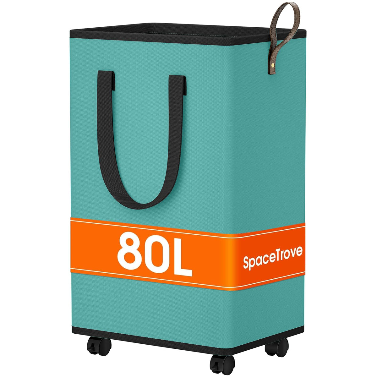 SpaceTrove Rolling Laundry Basket with Wheels, Laundry Hamper, 80L, Grey
