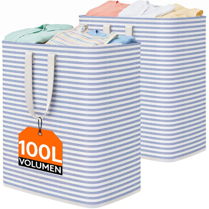 Lifewit 75L Large Laundry Baskets, Laundry Hampers Bags, 2 Pack, Grey