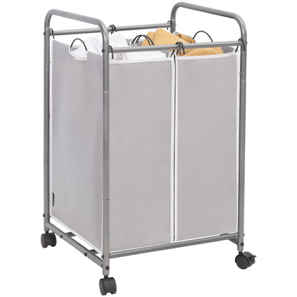 STORAGE MANIAC 3 Section Laundry Sorter, Laundry Hamper with Wheels, Gray