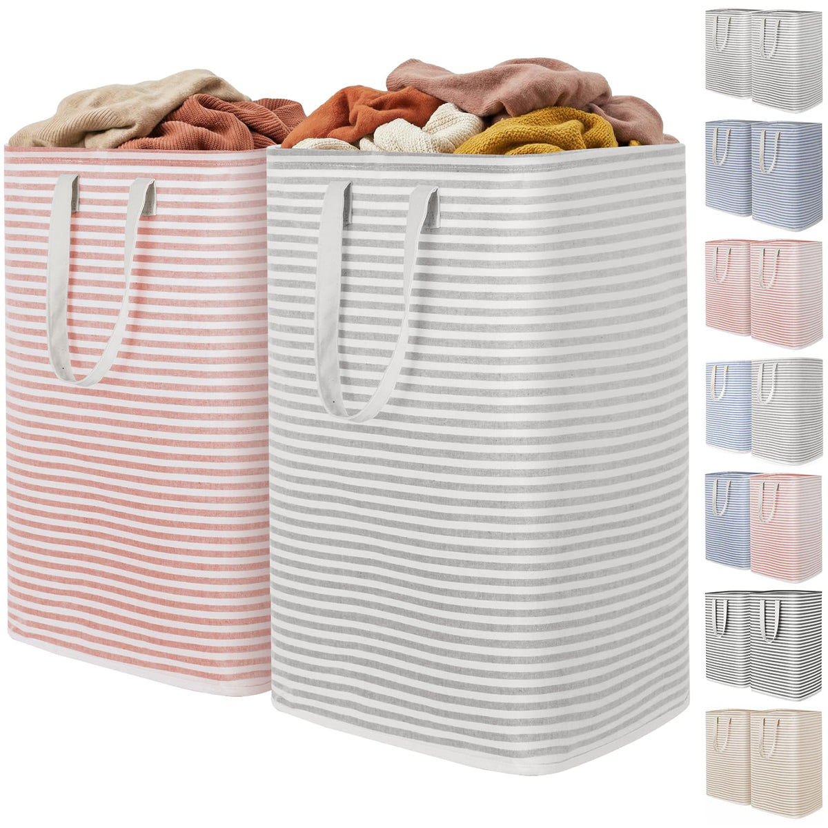 Lifewit 80L Large Laundry Baskets, Laundry Hampers Bags, 2 Pack, Grey