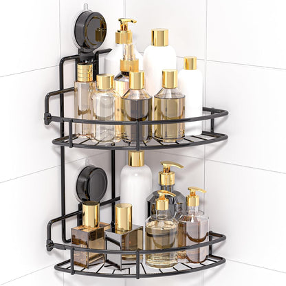 Shower Caddy Suction Cup, 2 Pack Suction Shower Shelf, Black