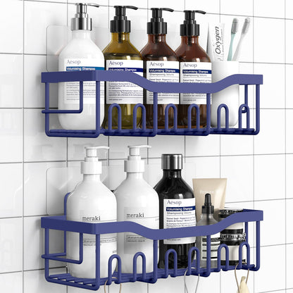 EUDELE 5-Pack Rustproof Stainless Steel Shower Caddy Set– No Drill Adhesive Bathroom Organizer, Space-Saving Shower Shelves for Apartment Essentials, Bathroom/Kitchen Storage Home Decor-L Size
