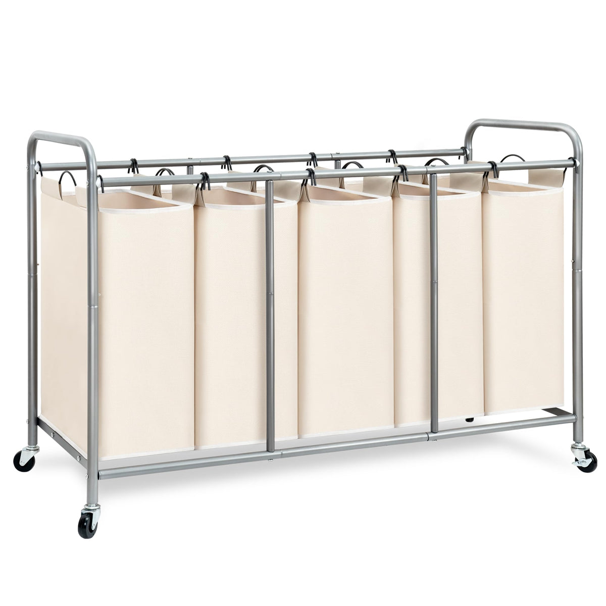 STORAGE MANIAC 3 Section Laundry Sorter, Laundry Hamper with Wheels, Gray