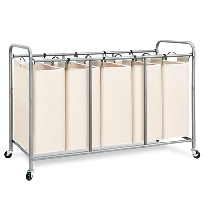 STORAGE MANIAC 3 Section Laundry Sorter, Laundry Hamper with Wheels, Gray