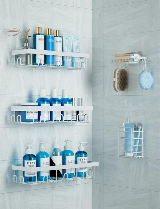 GVY Shower Caddy 5 Pack, Adhesive Shower Organizer Bathroom Shelves,Rustproof Bathroom Organizers and Storage for Home Decor, No Drilling Shower Shelves for Apartment Essentials