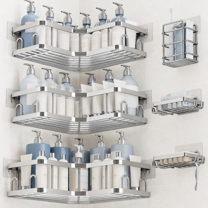 Veken Large Capacity Corner Shower Caddy 6-Pack, Advanced Rustproof Design