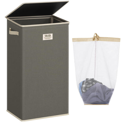 SOLEDI 100L Laundry Hamper with Lid, Large Collapsible Laundry Basket