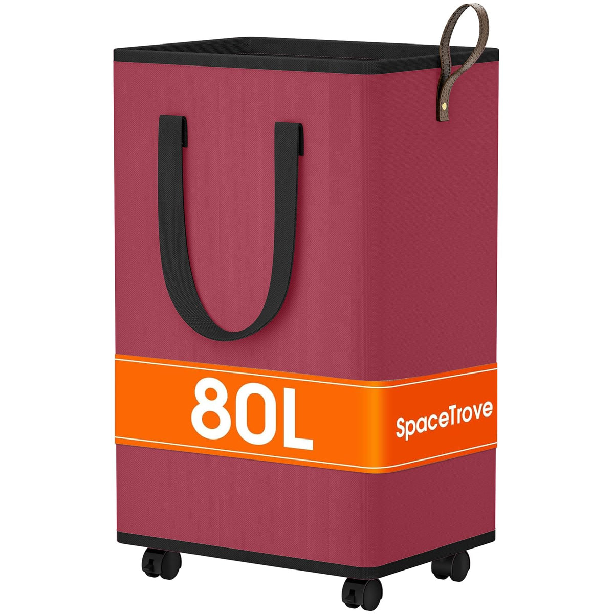 SpaceTrove Rolling Laundry Basket with Wheels, Laundry Hamper, 80L, Grey