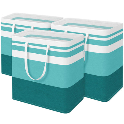 BlissTotes 3-Pack Laundry Basket, Collapsible Laundry Hamper, Grey, 75L