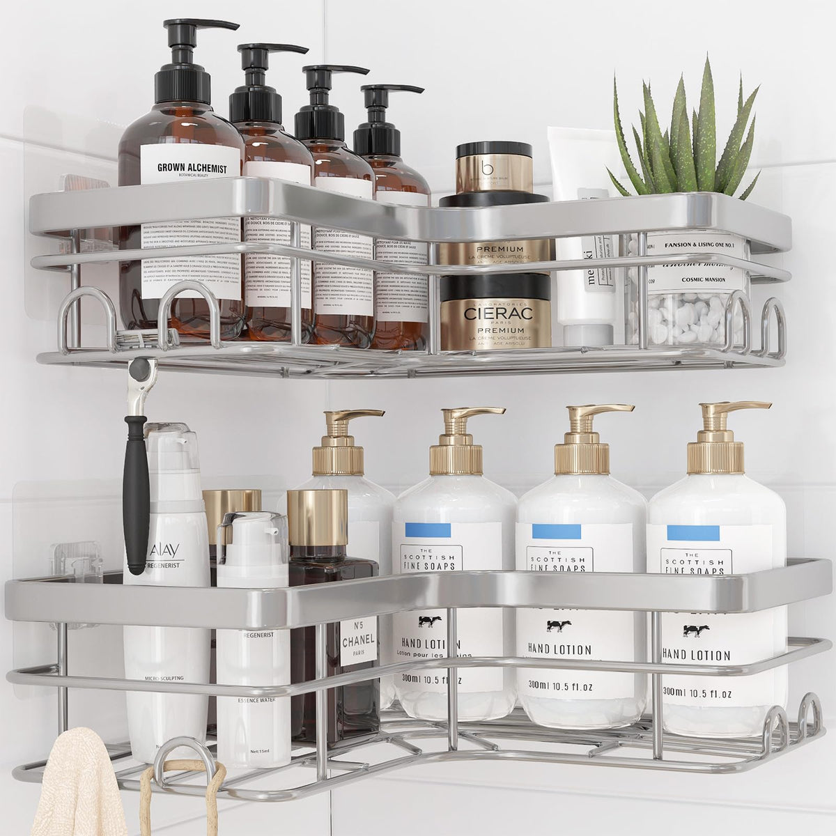 Sakugi Black Corner Shower Caddy Adhesive No Drilling Bathroom Shelves