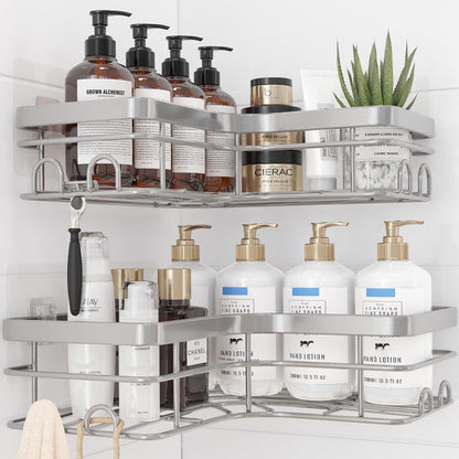 Sakugi Black Corner Shower Caddy Adhesive No Drilling Bathroom Shelves